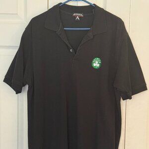 Celtics embroidered logo Men's size Large, short sleeve, black polo shirt